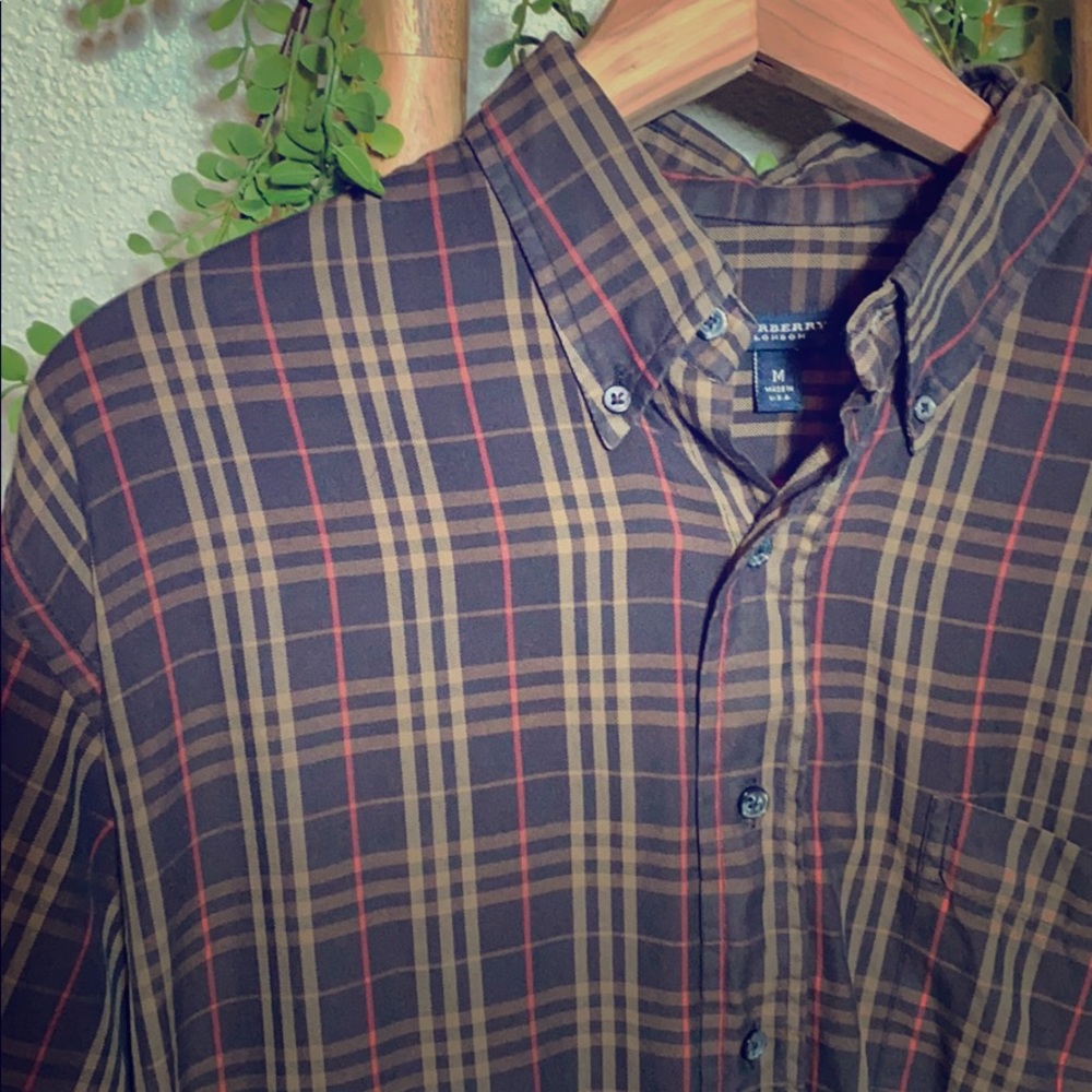 Vintage Burberry London Plaid Button Down Shirt
